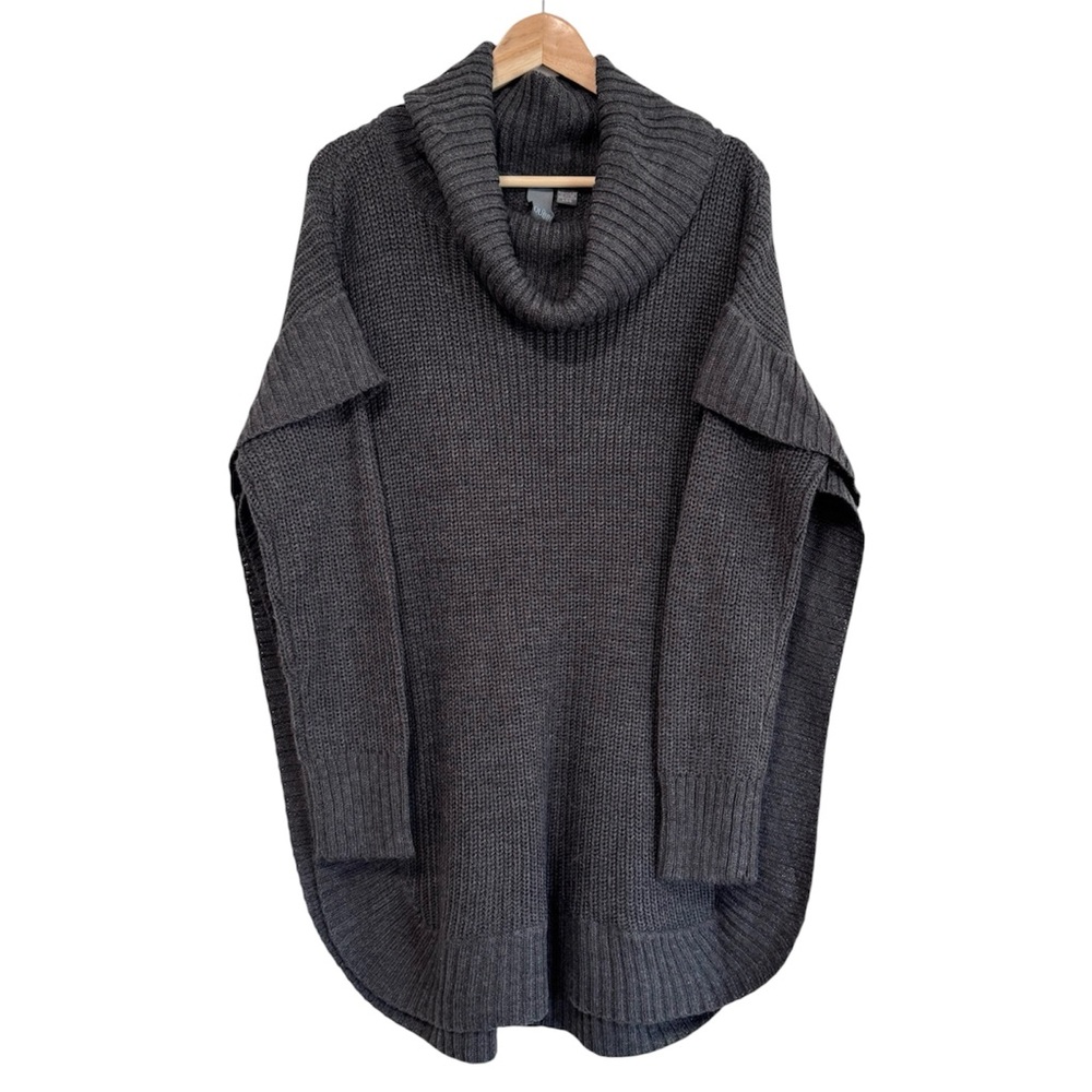 Quinn Francesca Collection Women’s Large Charcoal Gray Cowl Neck Poncho Sweater